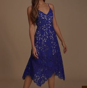One Wish Royal Blue Lace Midi Dress